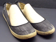 Ugg Womens 9.5 Indah Espadrille Black Cotton Slip On Flats 1003493 FREE SHIP