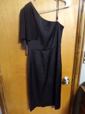 Vince Camuto NWT Black One Shoulder Ruffle Cocktail Dress Sz 4