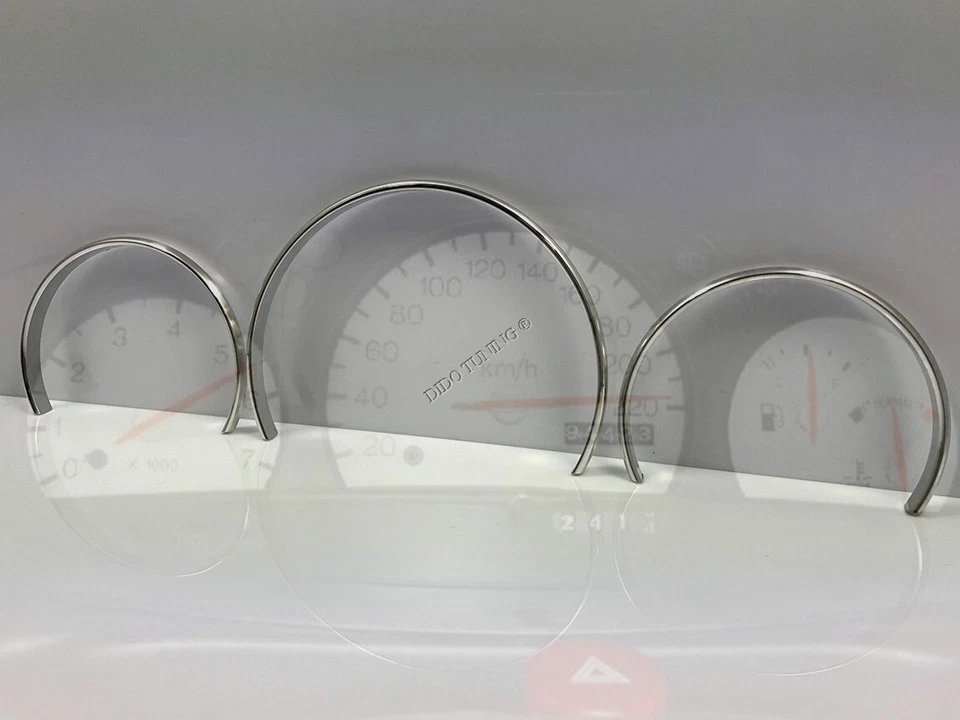 Cuadro de instrumentos x3 anillos de moldura de aluminio pulido para Ford Escort 1995-1998 Foto 3 de 4