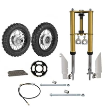 Front Fork Triple Set 2.50-10 Front + Rear Wheel Drum Brake CRF50 XR50 SSR 110cc