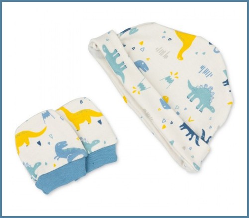 Baby Boys 5 Piece Dinosaur Starter Set Blue Cotton Layette Newborn - 6 Month NEW - Picture 9 of 14