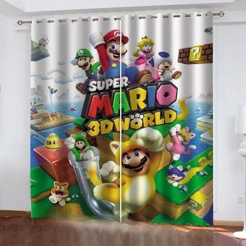 Kids Super Mario 3D Curtains Thick Blackout Curtain Thermal Ring Top Eyelet Gift - Picture 12 of 42
