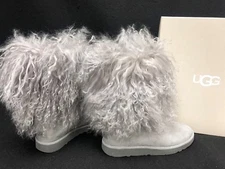 UGG Australia Lida Seal Grey LONG MONGOLIAN SHEEPSKIN CUFF BOOTS 1017516 Size 5