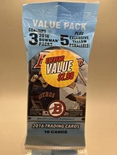 2016 Bowman Baseball Value Pack- 3 2016 Bowman Packs + 5 Yellow Parallels-VLADDY