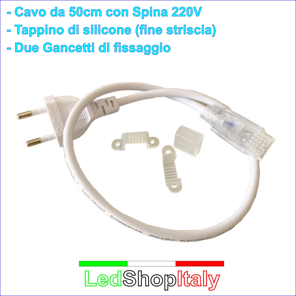 Striscia LED Bianca 220V 12W/m alta luminosità dimmerabile taglio su misura - Immagine 2 di 4