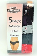 Womens Hi Cut Panties Multicolor Fashion Flowers Heart Flirt Solid 5 Pk NEW