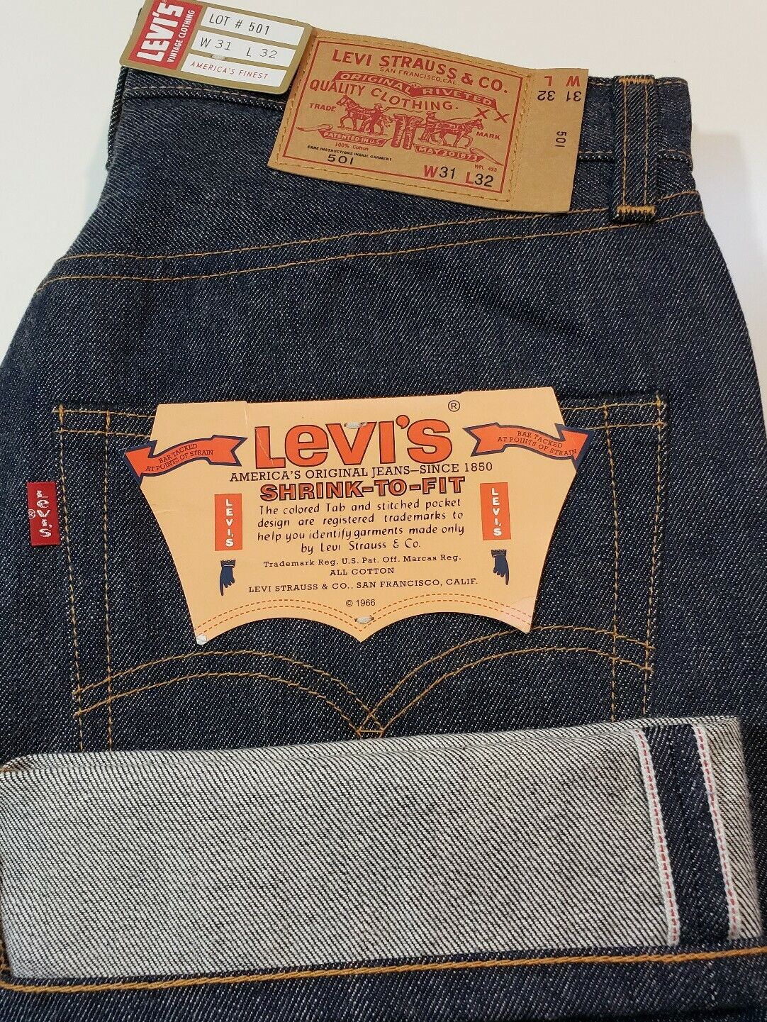 Levi's LVC 1976 501 Jeans Raw Indigo Selvedge USA Cone Denim sz 31  #26408-0000