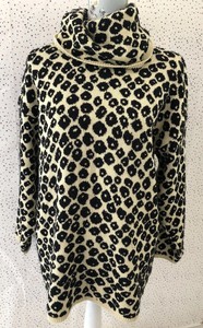 Frantic Turtle Neck Animal Print Style Knit Made In Uk Jumper One Size Ebay