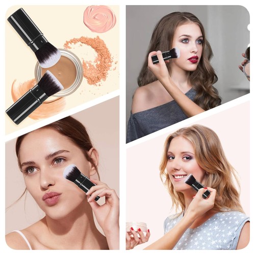 Retractable Makeup Brush 2 Pack, Travel Kabuki Powder Foundation Makeup Brush Fa - Picture 8 of 8