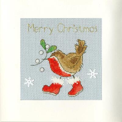 Bothy Threads Grußkarte Kreuzstich-Set ''Schritt in den Weihnachten'', 10x10cm, XM