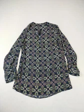 Bohemian Paisley Blouse Womens Medium Floral Hippie Roll Tab Sleeves The Limited