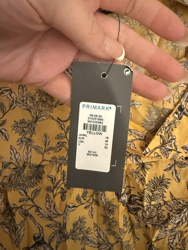 Primark New With The Tags Yellow Floral Summer Dress Size 18 - Picture 6 of 7