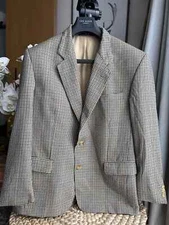 DAKS Jacket 100% Wool Signature Check Blazer Size 44 Country Classic Vintage