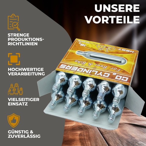 100 x Nemt Gewindekapseln Co2 16g Patronen für Bierzapfanlage, Fahrradpumpe ! - Bild 4 von 7