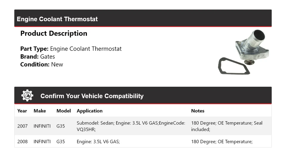 Puertas termostato refrigerante motor gasolina 3,5 L V6 Infiniti G35 2007-2008 Foto 2 de 4