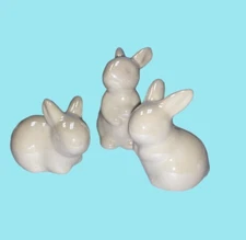 Johanna Parker WHITE Iridescent BUNNY RABBIT Figures Decorations 3 Transpac NEW