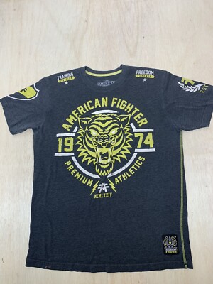 AMERICAN FIGHTER by Affliction Men's T-Shirt Size XL Gray Yellow Training Divisi