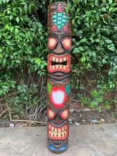 Tiki Totem wood Mask Habiscus and Hono Tropic...