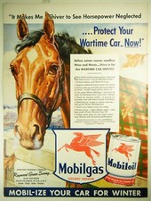 Vintage 1946 MOBIL GAS OIL Lg Magazine Print Ad: Socony-Vacuum Horse POST WWII