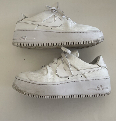 Nike Air Force 1 Platforms (AR5339-100) White Casual Sneakers Women Size 8