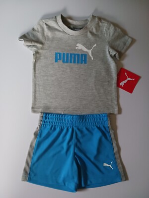 Puma,2 PC Jersey Ss Tee & Interlock shoet Set 3 6 months