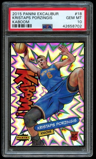 2015-16 Panini Excalibur Kristaps Porzingis Rookie Kaboom! PSA 10 Gem Mint RC