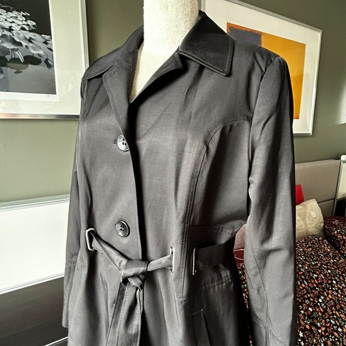 - Via Spiga schwarzer klassischer Trenchcoat mit Gürtel OOTD Herbst Baumwollmischung LARGE - Bild 9 von 15
