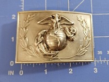 Vintage United States Marine Corps Brass Belt Buckle with Wreath