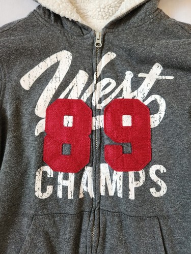 Lee Youth Boy's Large (14/16) Sherpa Lined Hooded Zip-Up Gray Jacket West Champs - Picture 3 of 13