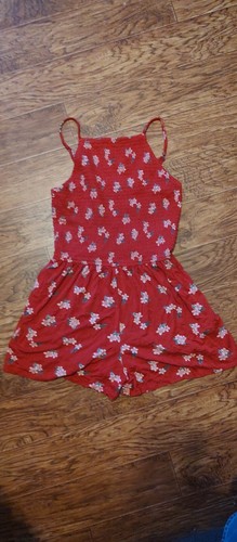 hollister red with flower print girls jumper size small