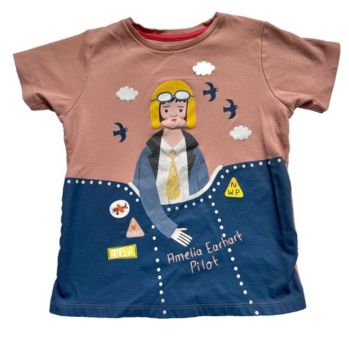 Piccolina pink Trailblazer Amelia Earhart t-shirt size 7 pilot airplane history