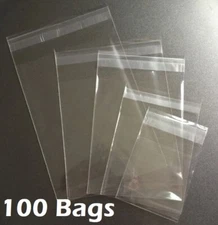 100 Clear Resealable Recloseable Self Adhesive Seal Cello Lip Tape Plastic Bags