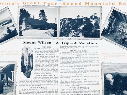 1920er Mt Wilson Hotel Cottages tägliche automatische Etappen Fahrplan mit Preisen Hotelpreise - Bild 4 von 9