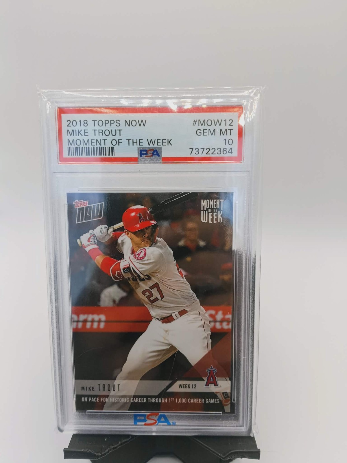 2018 PSA Gem Mint 10 Mike Trout Topps Now Moment of the Week #MOW12