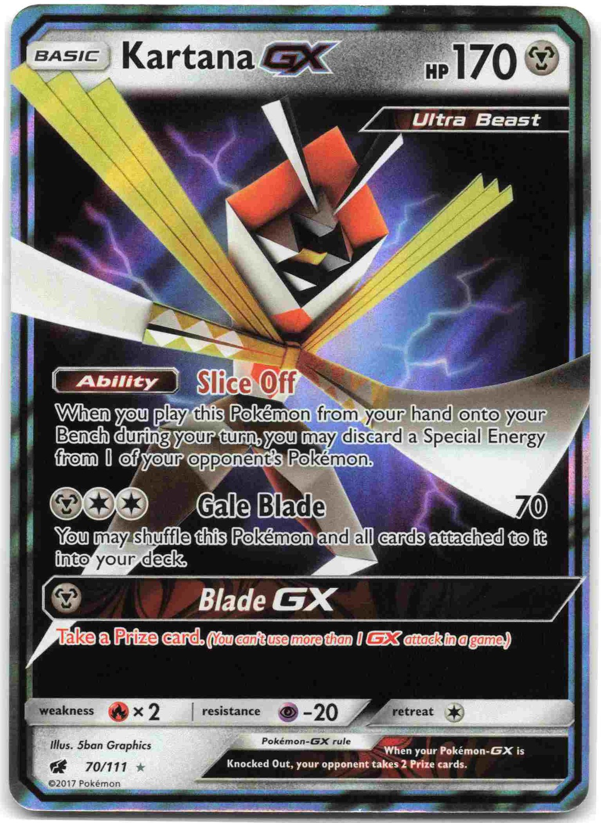 Kartana GX Ultra Rare SM - Crimson Invasion SM04 Metal Holo 70/111 NM
