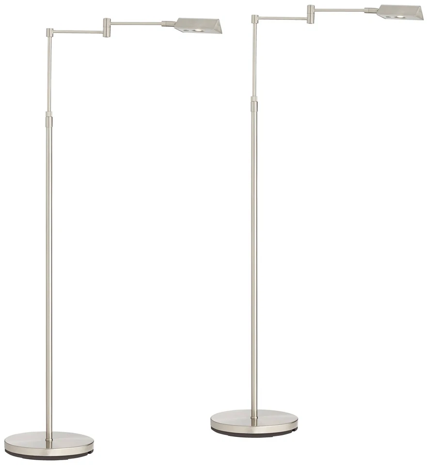 Juego de 2 lámparas de pie LED modernas de farmacia brazo oscilante de níquel Zema 360 Lighting Foto 2 de 4