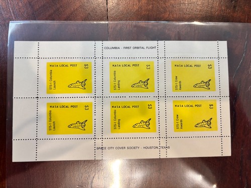 STS-1 Orbit Mini-Sheet SCCS NLP Shuttle Space City Cover Society NASA Local MNH