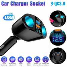 Dual USB 12V LED Car Cigarette Lighter Adapter Charger Splitter Socket. USA