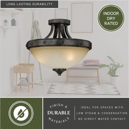 VAXCEL C0077 Halifax 14.5in Semi-Flush Mount Walnut - Picture 5 of 9