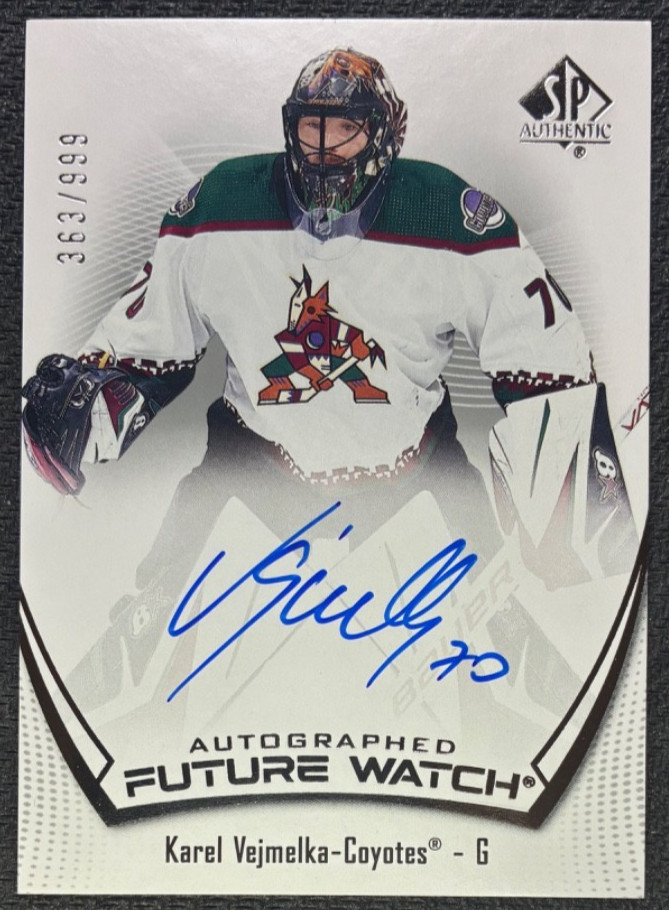 21-22 SP Authentic Future Watch Auto 170 Karel Vejmelka 363/999 Arizona Coyotes