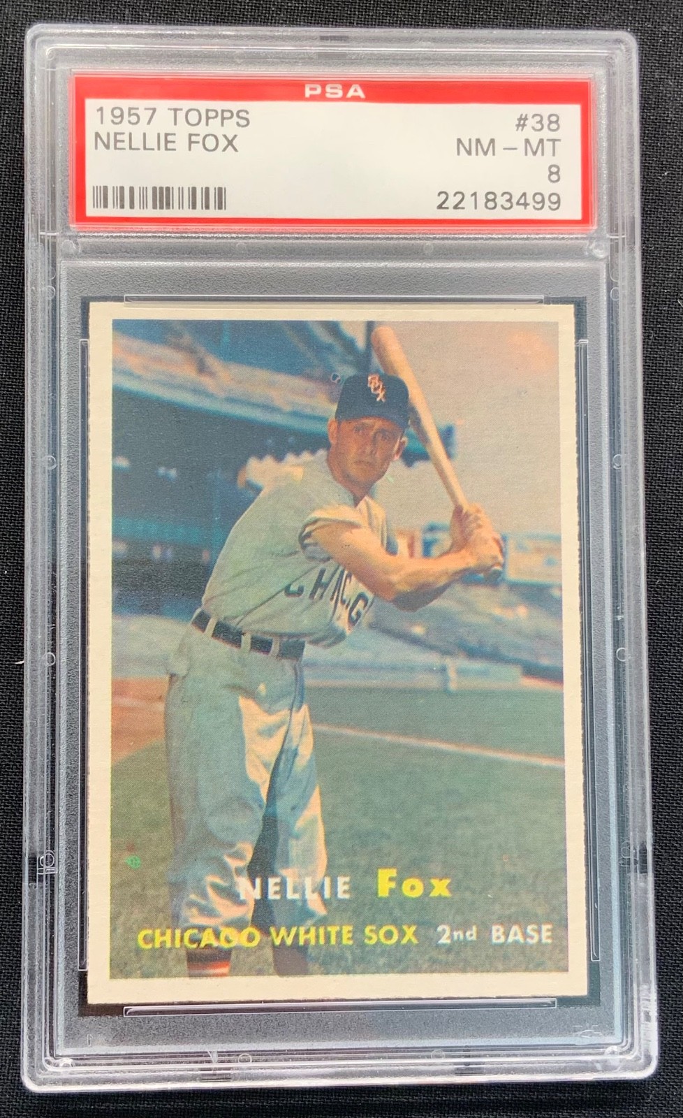 1957 TOPPS BASEBALL #38 NELLIE FOX PSA 8