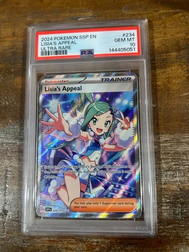 POKEMON  2024 Surging Sparks Ultra Rare Trainer LISIA'S APPEAL #234 PSA 10 Gem
