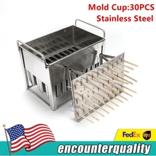 30pcs Stainless Steel Molds Ice Pop Lolly Popsicle Ice Cream Stick Holder Mold
