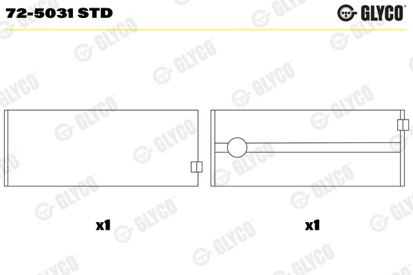 Fits GLYCO 72-5031 STD Crankshaft Bearing 72-5031 STD Crankshaft bearings (STD)
