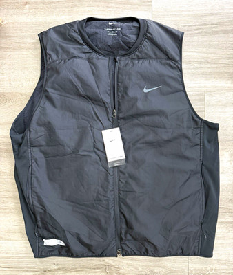 Nike Therma-FIT Men s Black Full-Zip Running Vest Sleeveless 2XL