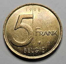 1998 Belgium 5 Five Francs - Dutch Text - Aluminum Bronze - World Coin - Belgian