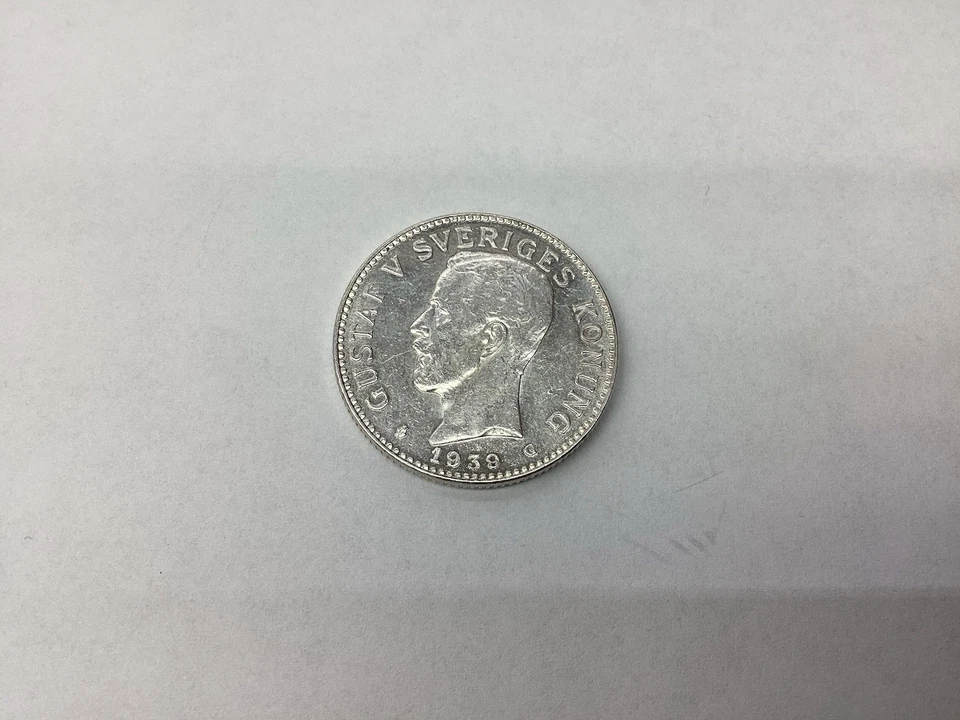 SWEDEN 2 KRONA 1939 SILVER King Gustav V SVERIGES KONUNG, Necklace Pendant - Image 2 of 4