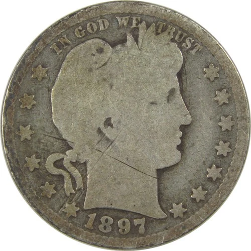 1897 O Barber Quarter G Good Details Silver 25c Coin SKU:I21794