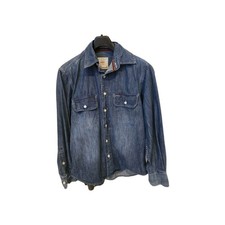 Orvis Co Authentic Small Heavy Denim Button Up Shirt Blue Barn Jacket Workwear