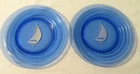 2 Hazel Atlas Sportsman Series White Ships Sailboat Blue 8" Plates 1930's